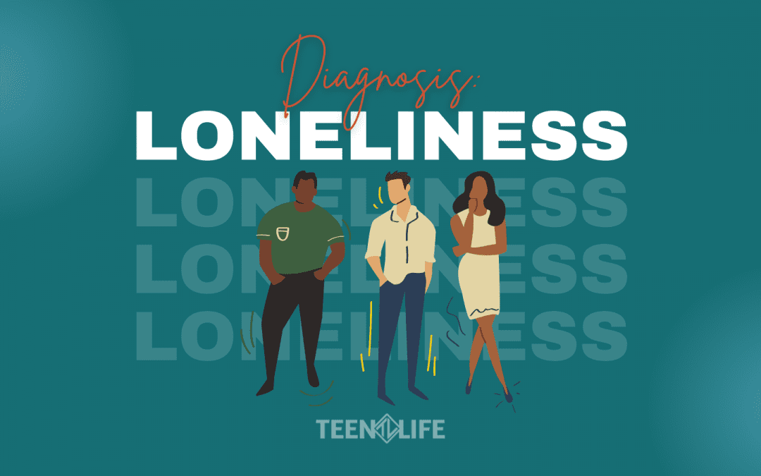 title image: diagnosis loneliness. three people stand looking away from each other